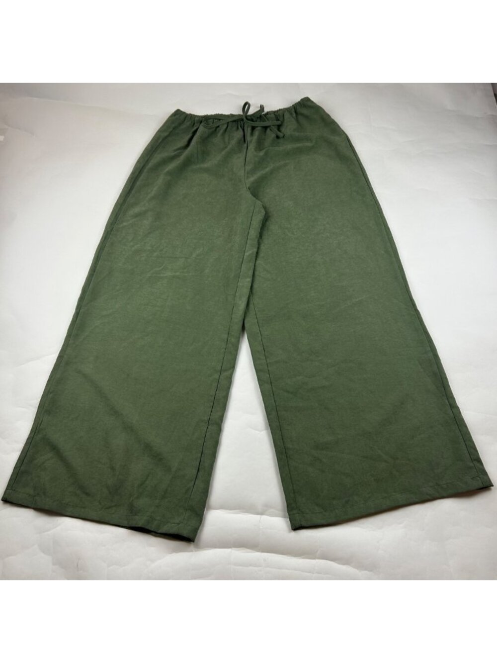 Shein Sage Green Silky Featherweight Wide Leg Drawstring Pant L